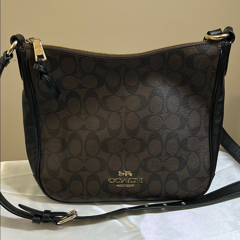 Coach Signature Brown and Black Shoulder Bag